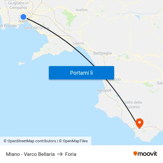 Miano - Varco Bellaria to Foria map