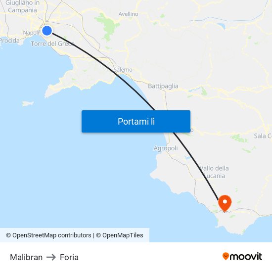 Malibran to Foria map