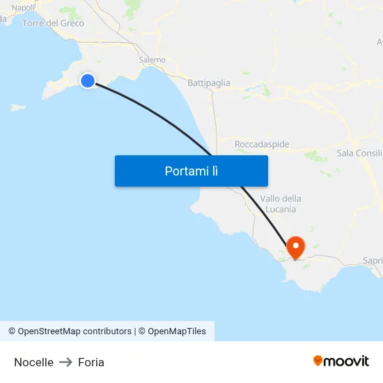 Nocelle to Foria map