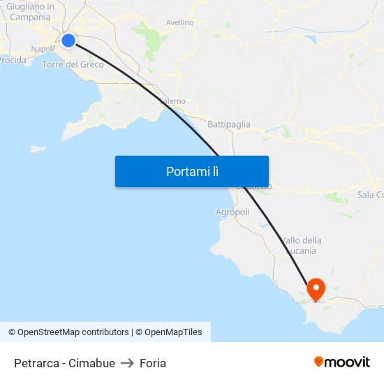 Petrarca - Cimabue to Foria map