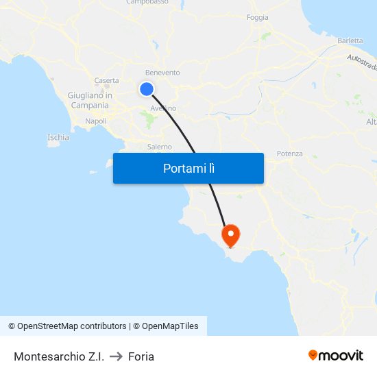 Montesarchio Z.I. to Foria map