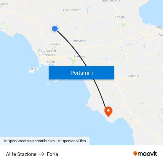 Alife Stazione to Foria map