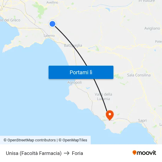 Unisa (Facoltà Farmacia) to Foria map
