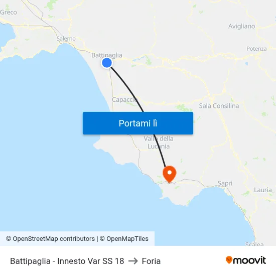 Battipaglia - Innesto Var SS 18 to Foria map