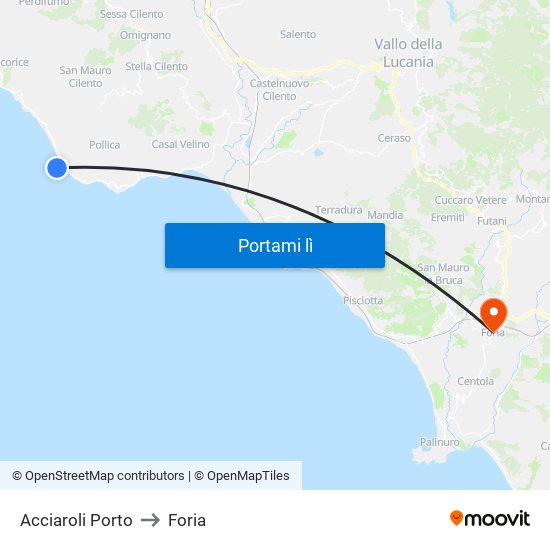 Acciaroli Porto to Foria map