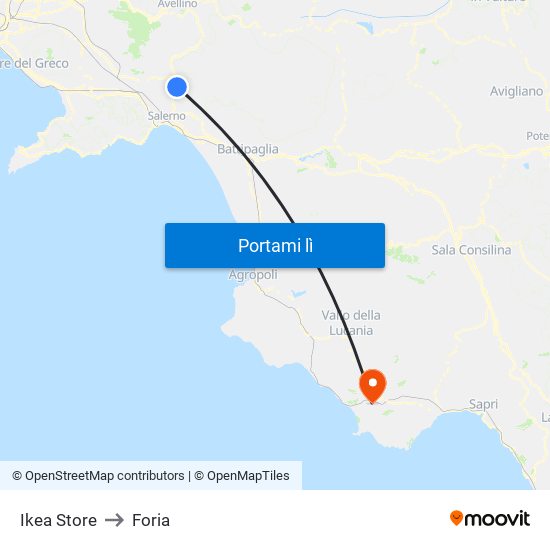 Ikea Store to Foria map