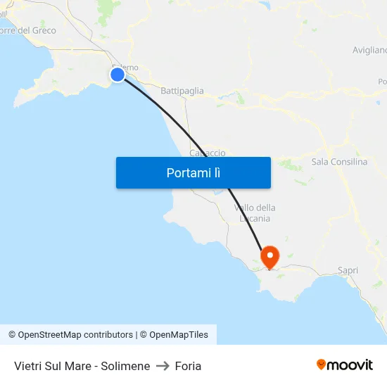 Vietri Sul Mare - Solimene to Foria map