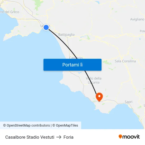 Casalbore Stadio Vestuti to Foria map