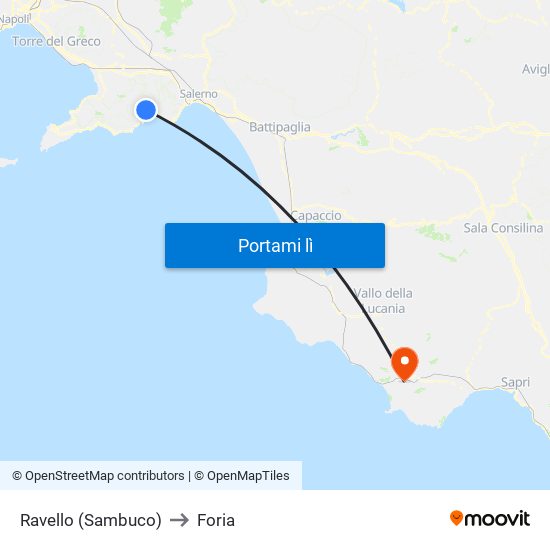 Ravello (Sambuco) to Foria map