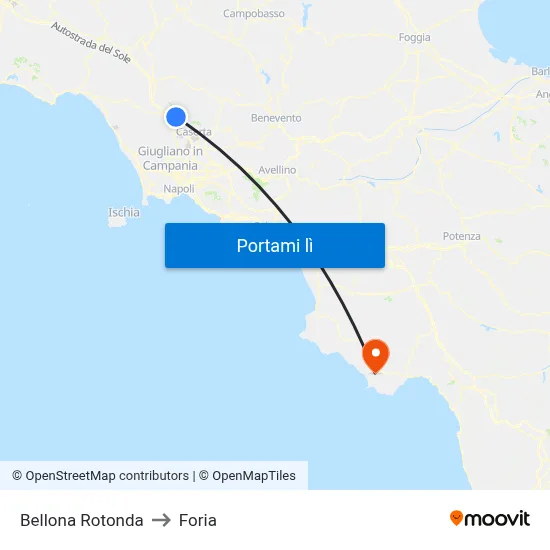 Bellona Rotonda to Foria map