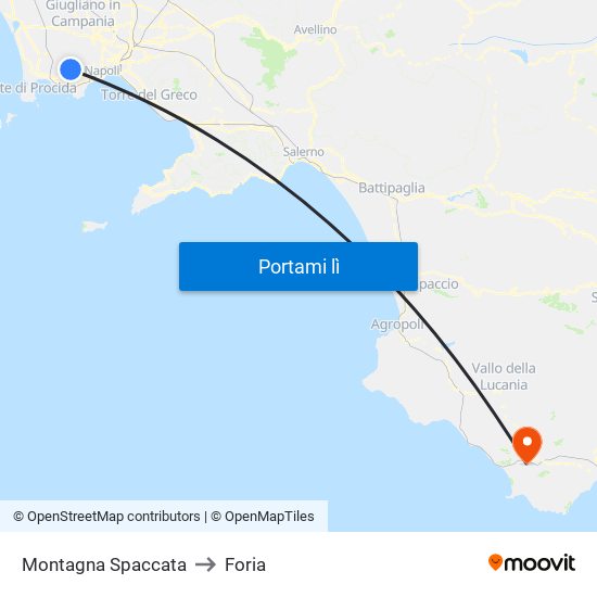 Montagna Spaccata to Foria map
