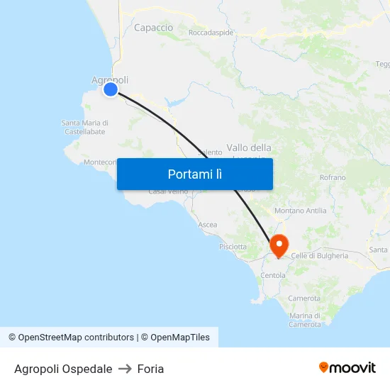 Agropoli Ospedale to Foria map