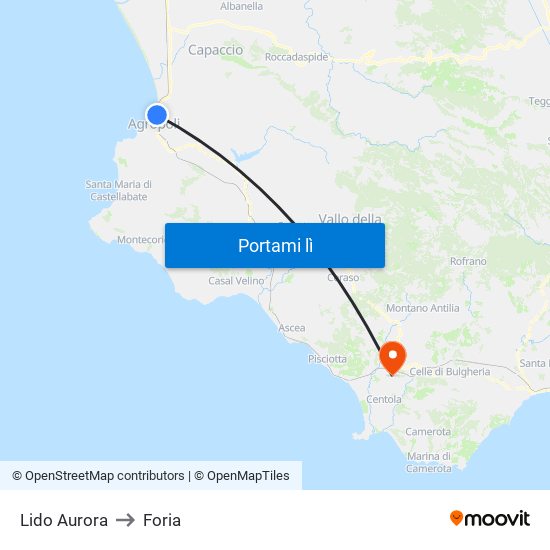 Lido Aurora to Foria map