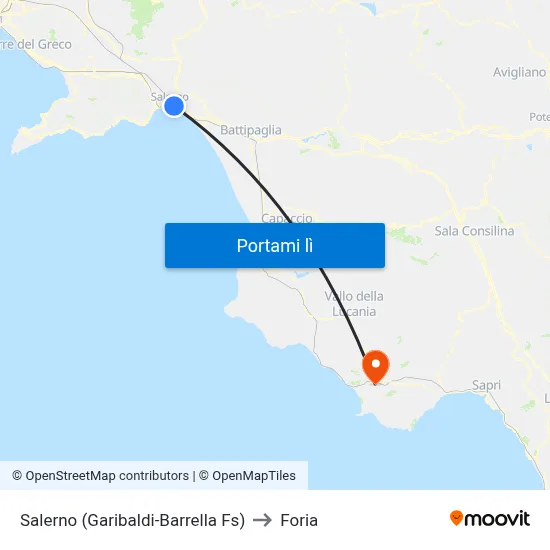 Salerno (Garibaldi-Barrella Fs) to Foria map