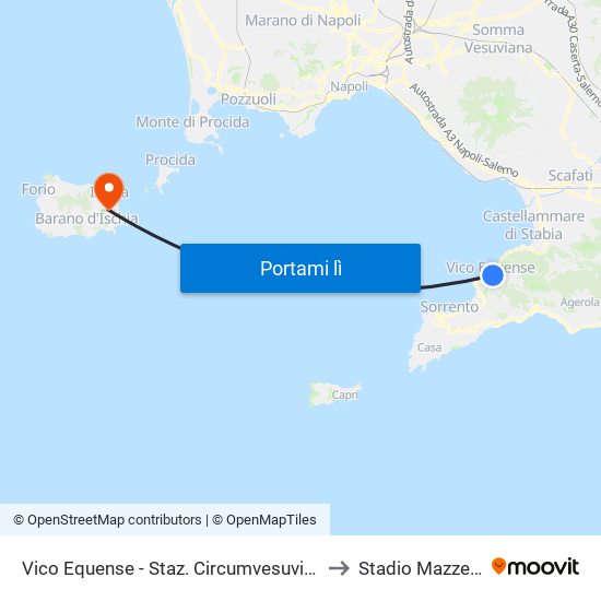 Vico Equense - Staz. Circumvesuviana to Stadio Mazzella map