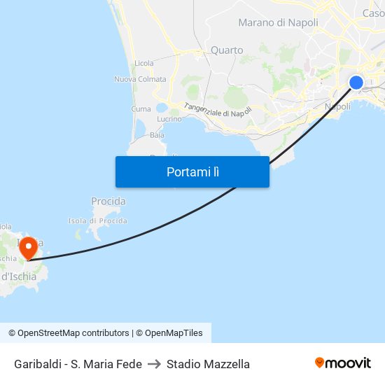 Garibaldi - S. Maria Fede to Stadio Mazzella map