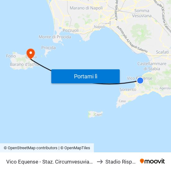 Vico Equense - Staz. Circumvesuviana to Stadio Rispoli map