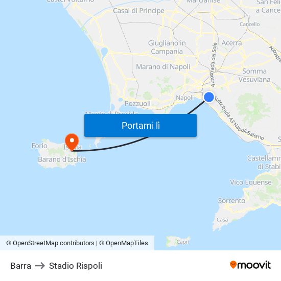 Barra to Stadio Rispoli map