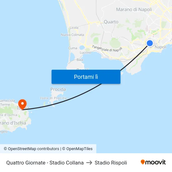 Quattro Giornate - Stadio Collana to Stadio Rispoli map