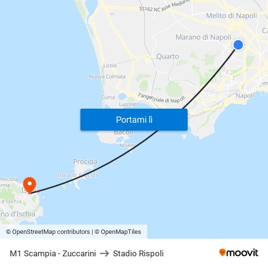 M1 Scampia - Zuccarini to Stadio Rispoli map