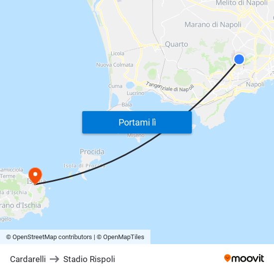 Cardarelli to Stadio Rispoli map