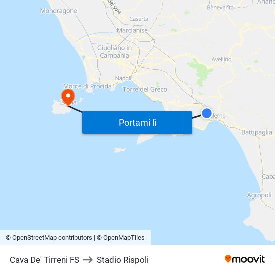 Cava De' Tirreni FS to Stadio Rispoli map