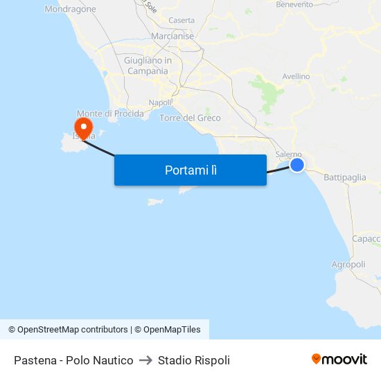 Pastena  - Polo Nautico to Stadio Rispoli map