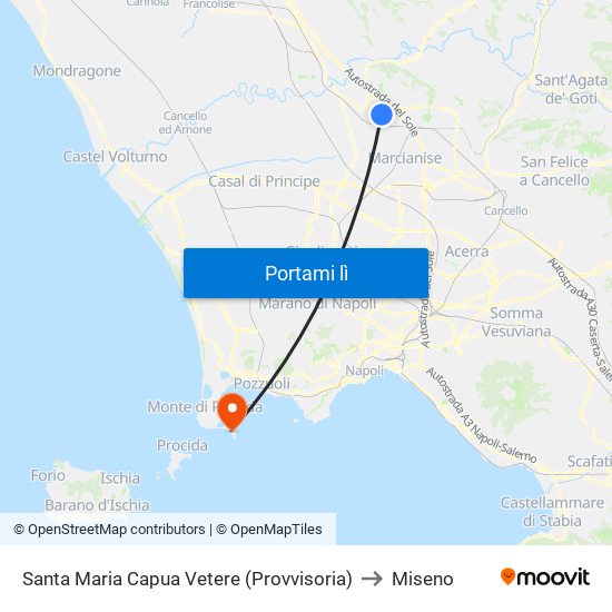 Santa Maria Capua Vetere (Provvisoria) to Miseno map