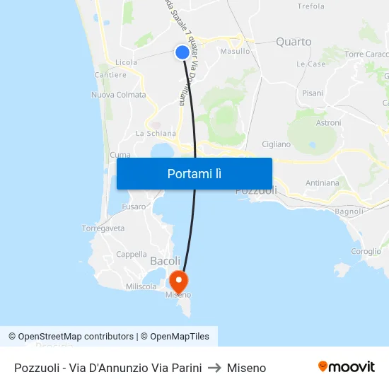 Pozzuoli  - Via D'Annunzio Via Parini to Miseno map