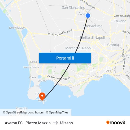 Aversa FS - Piazza Mazzini to Miseno map