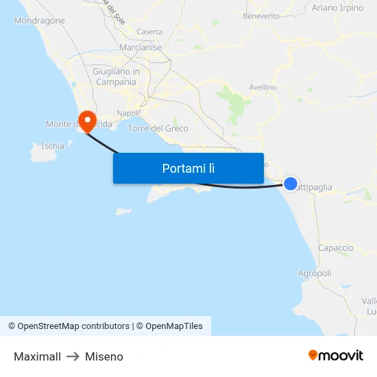 Maximall to Miseno map