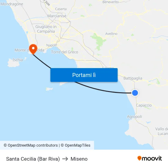 Santa Cecilia (Bar Riva) to Miseno map