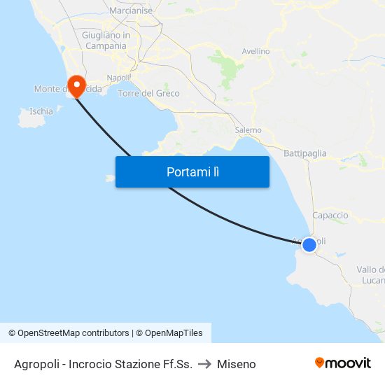 Agropoli - Incrocio Stazione Ff.Ss. to Miseno map