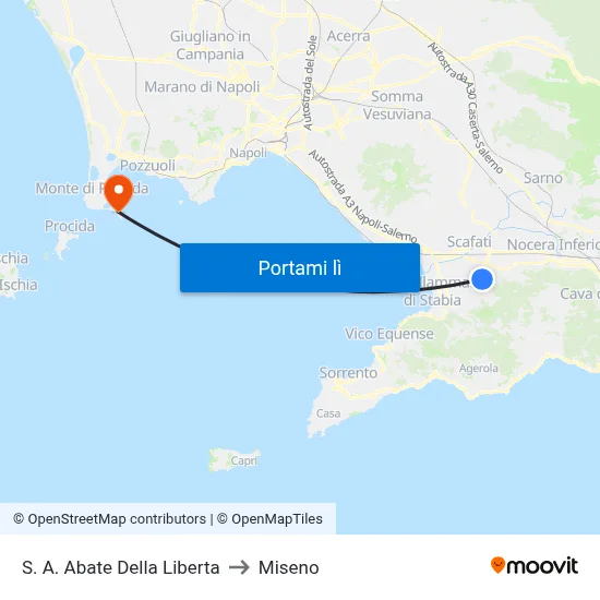 S. A. Abate Della Liberta to Miseno map