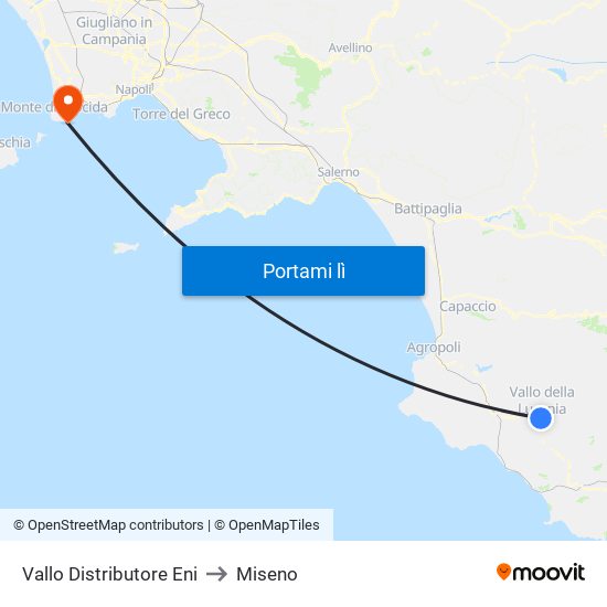 Vallo Distributore Eni to Miseno map