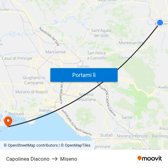 Capolinea Diacono to Miseno map