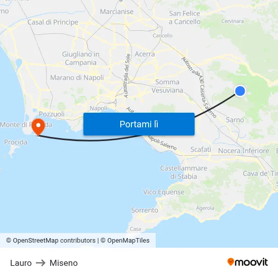Lauro to Miseno map