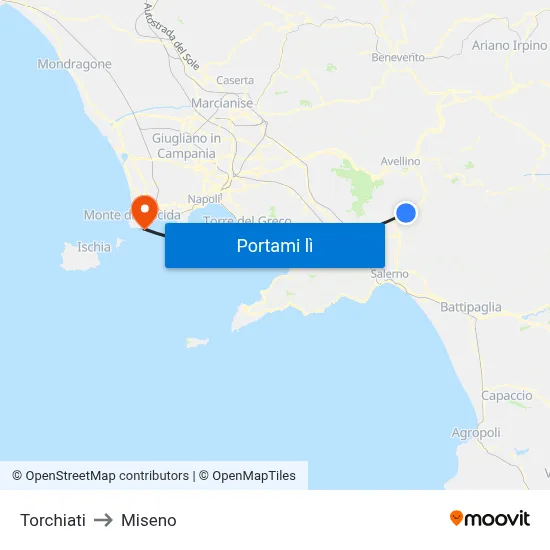 Torchiati to Miseno map
