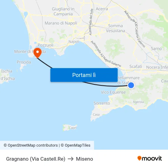Gragnano (Via Castell.Re) to Miseno map