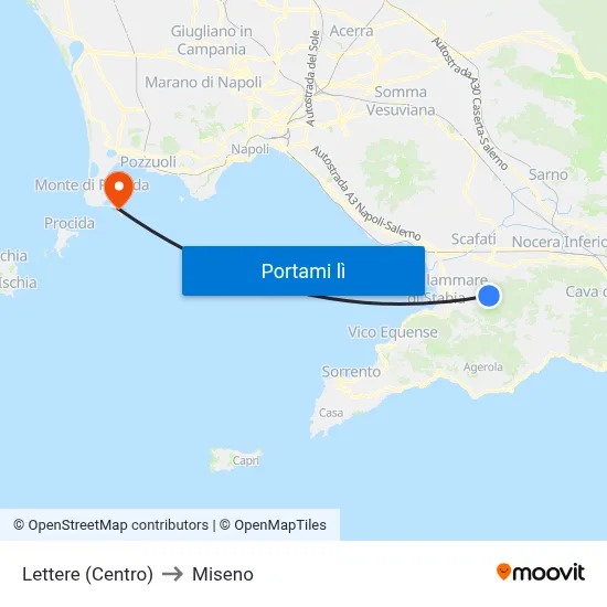 Lettere (Centro) to Miseno map