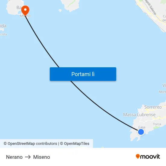 Nerano to Miseno map
