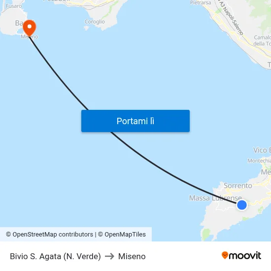 Bivio S. Agata (N. Verde) to Miseno map