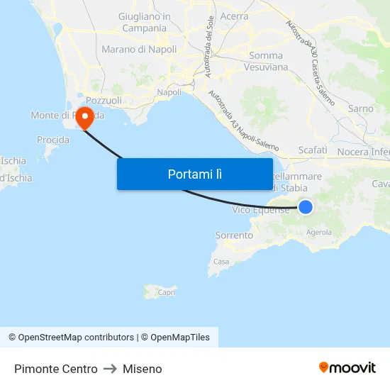Pimonte Centro to Miseno map