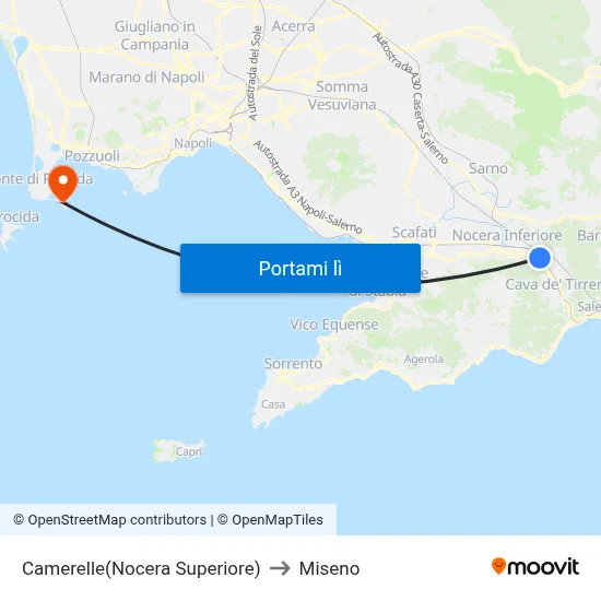 Camerelle(Nocera Superiore) to Miseno map