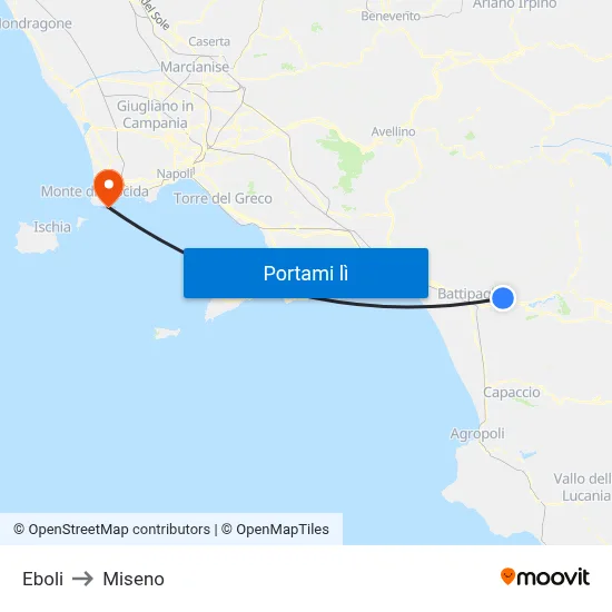 Eboli to Miseno map