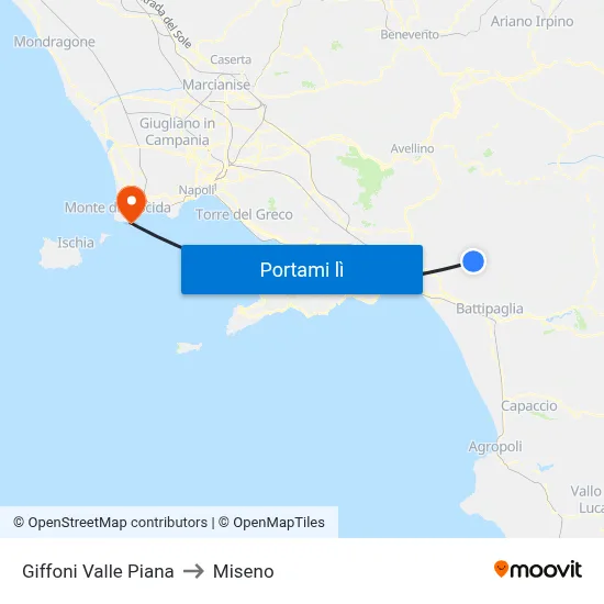 Giffoni Valle Piana to Miseno map