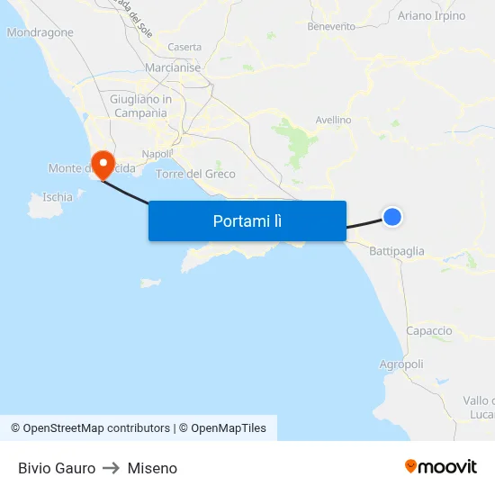 Bivio Gauro to Miseno map