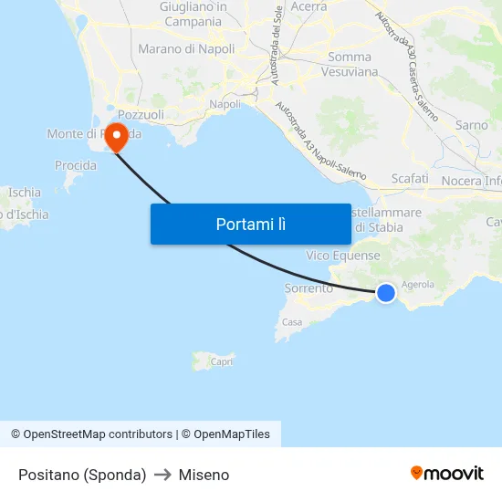 Positano (Sponda) to Miseno map