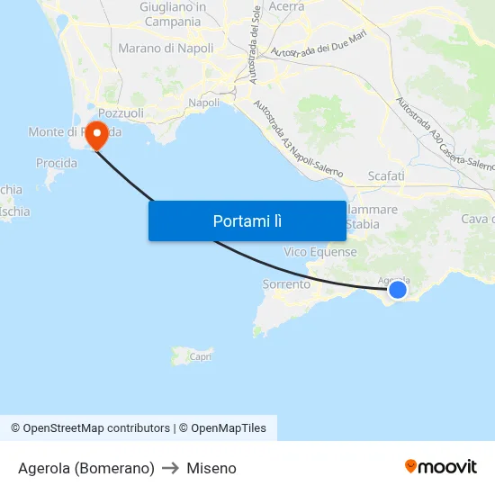 Agerola (Bomerano) to Miseno map