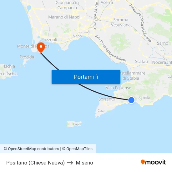 Positano (Chiesa Nuova) to Miseno map